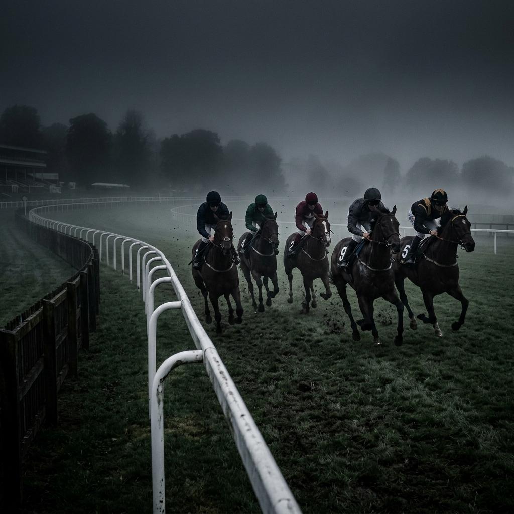 Realistic horse racing track background